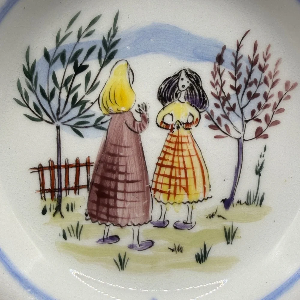 Arabia Suomi Finlandia Vintage Hand Painted Ceramic Trinket Dish Teabag Rest